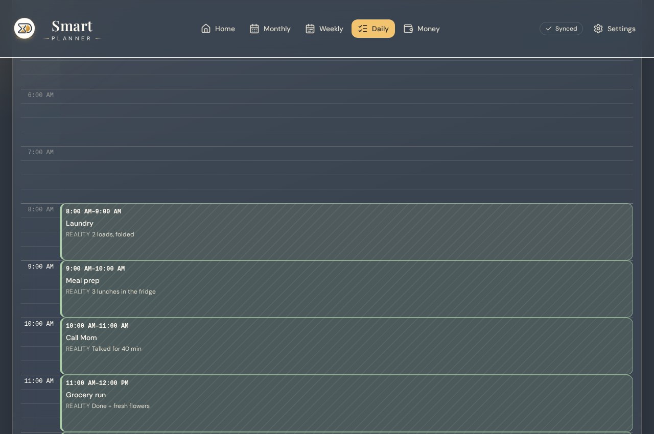 Smart Planner Daily view Smart Planner daily timeline in Lumen